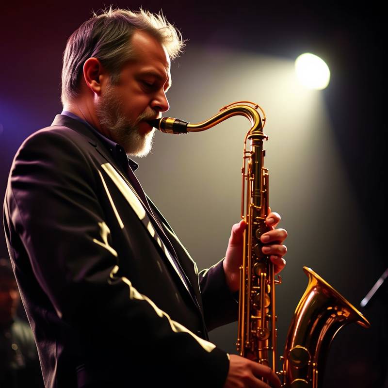 Músico de jazz tocando saxofone